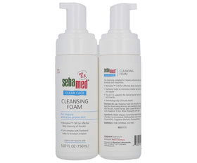 Sebamed Clear Face Cleansing Foam hand-lather shows refreshing cleanse for oily skin.
