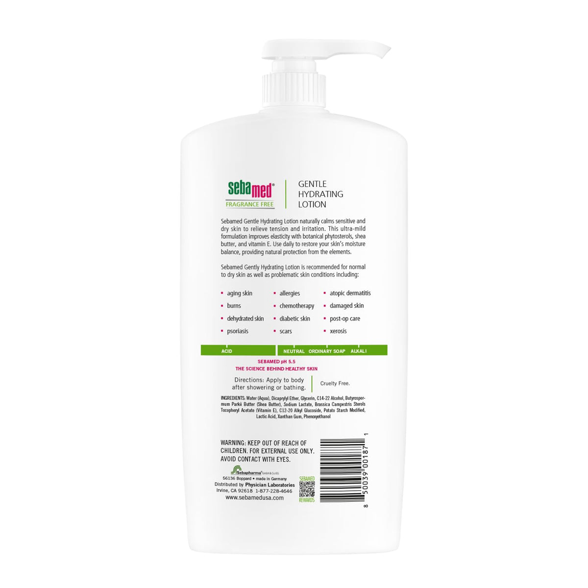 SEBAMED fragrance-free lotion bottle close-up highlighting fragrance-free formula