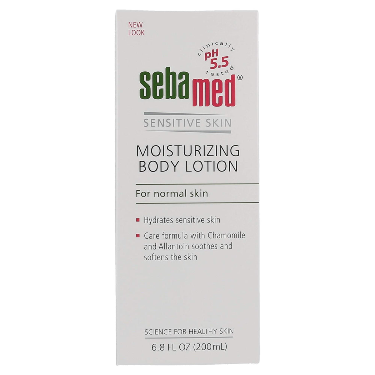 Close-up of SEBAMED Moisturizing Lotion texture, highlighting lightweight, non-greasy hydration.