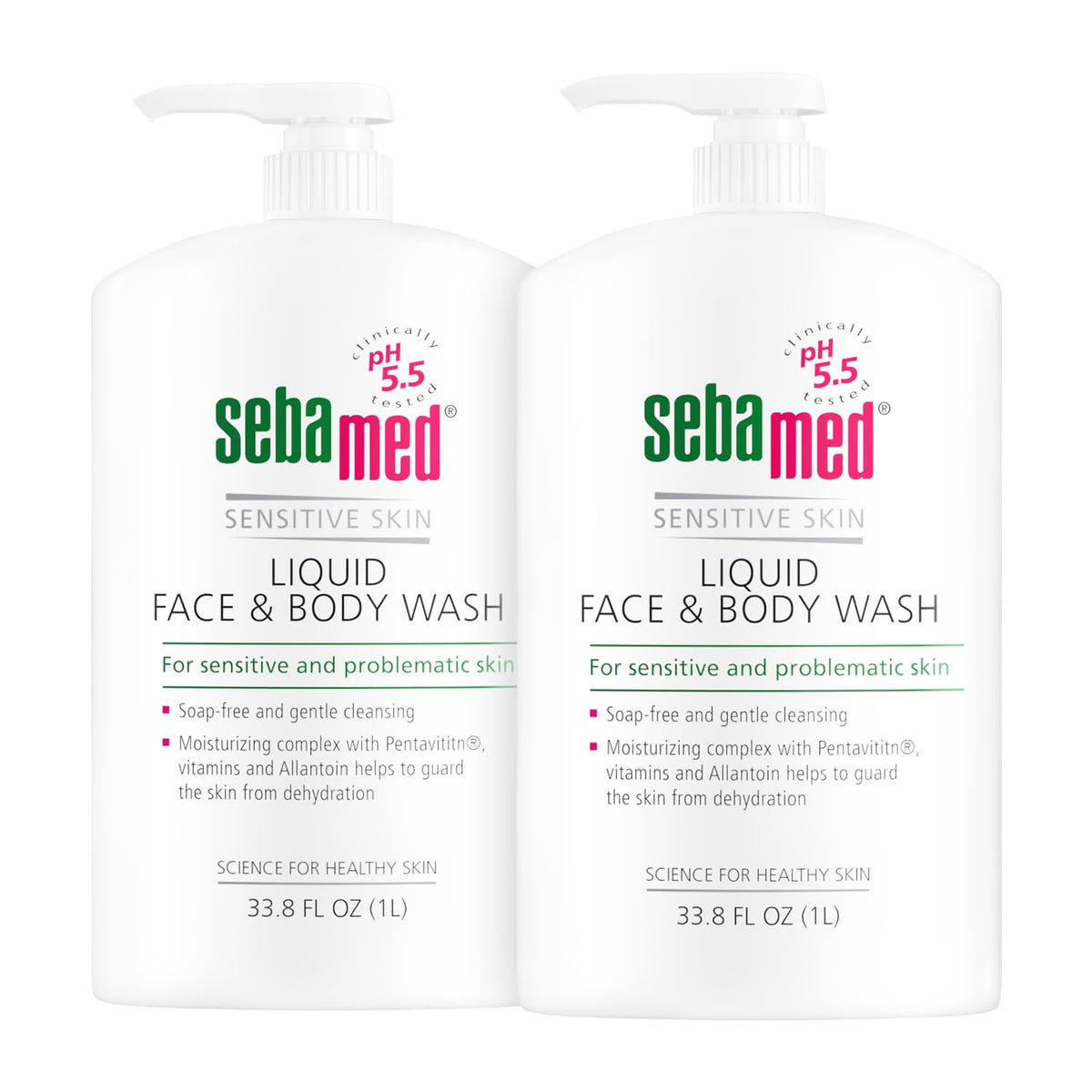 SEBAMED paraben-free face and body wash bottle with pump for sensitive skin