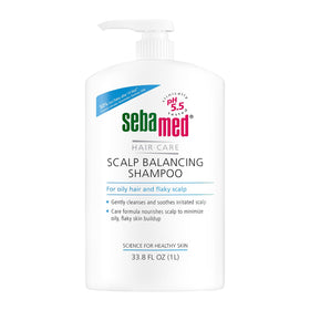 SEBAMED scalp-balancing bottle-pump for easy, controlled daily cleansing.