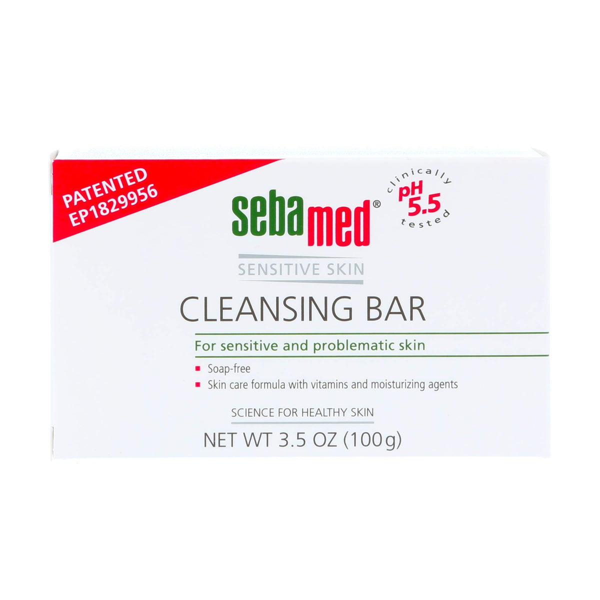 Sebamed cleansing bar texture close-up shows smooth, moisturizing lather for daily use.