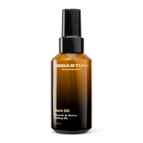 Sebastian Dark Oil bottle pour illustrates quick-absorb formula for lightweight shine