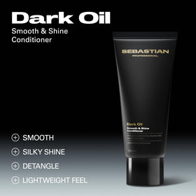 Sebastian Dark Oil conditioner texture close-up highlights creamy, lightweight detangler.