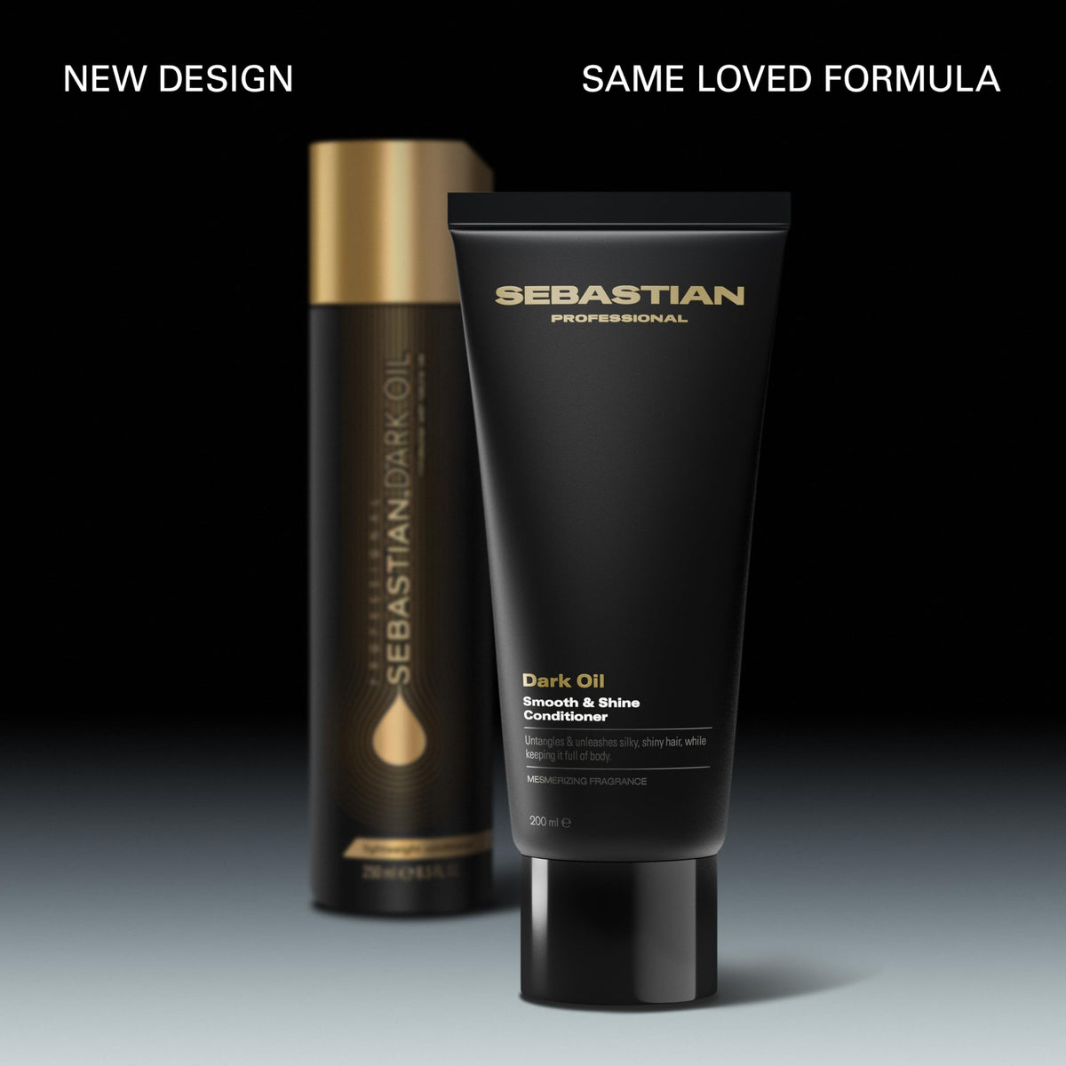 Sebastian Dark Oil conditioner dispense pump shows easy, mess-free application.