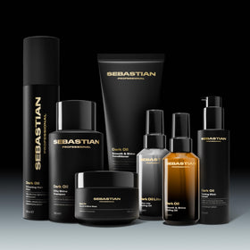 Sebastian Dark Oil Lite packaging front conveys premium styling care
