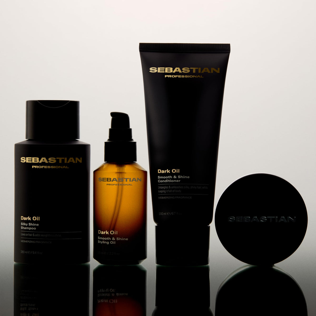 Sebastian Dark Oil after-wash hair reveals soft, shiny strands.