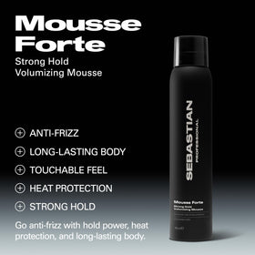 Close-up of Sebastian Mousse Forte foam texture for flexible hold.