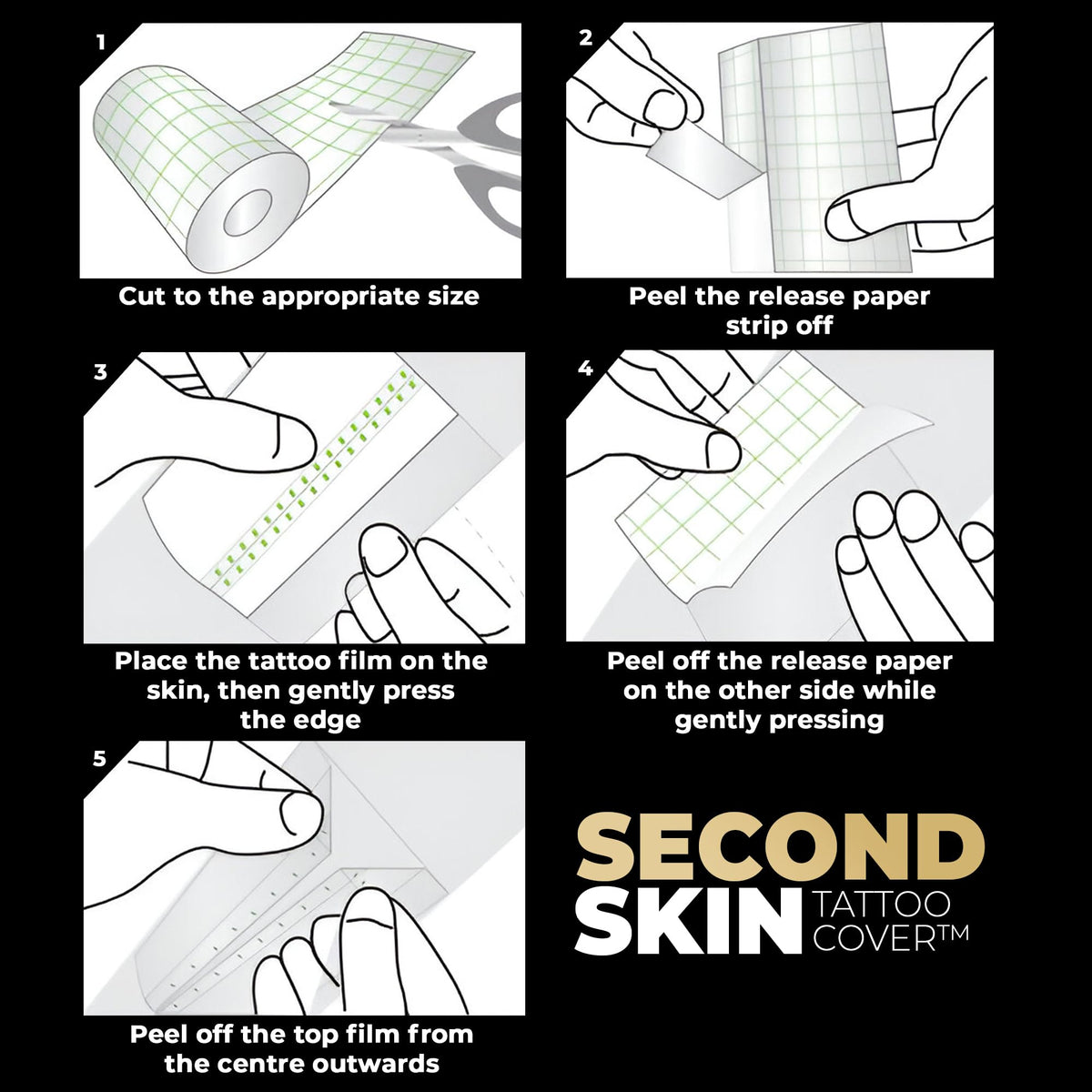 Second Skin Tattoo Cover waterproof coverage keeps tattoos protected during showers.
