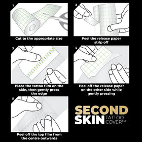 Second Skin Tattoo Cover waterproof coverage keeps tattoos protected during showers.