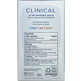 Secret Clinical Completely Clean deodorant 3-pack back view with product details.