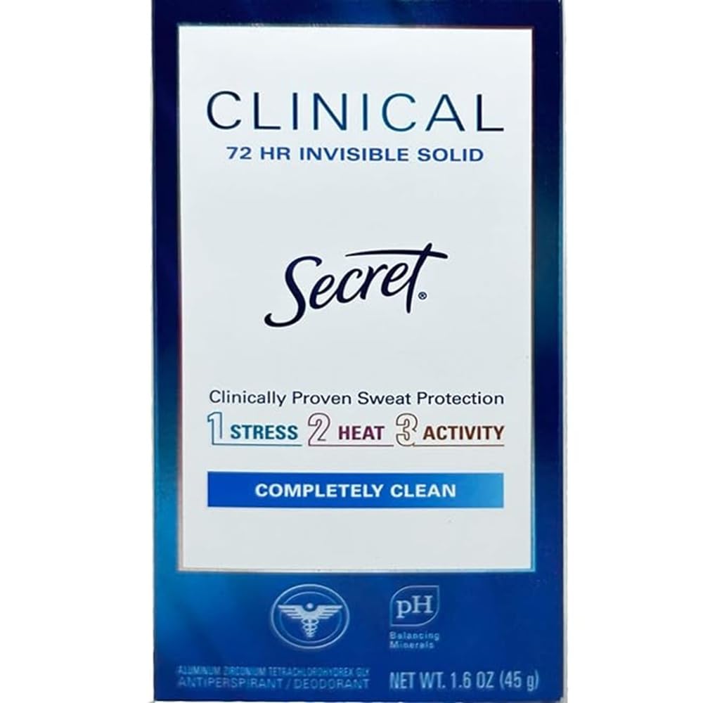 Secret logo on deodorant packaging reinforces brand recognition.
