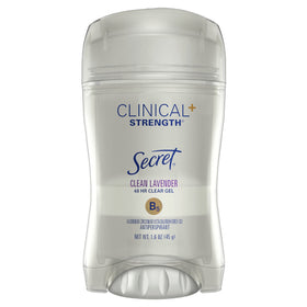 Secret Clear Gel Lavender bottle close-up with compact packaging