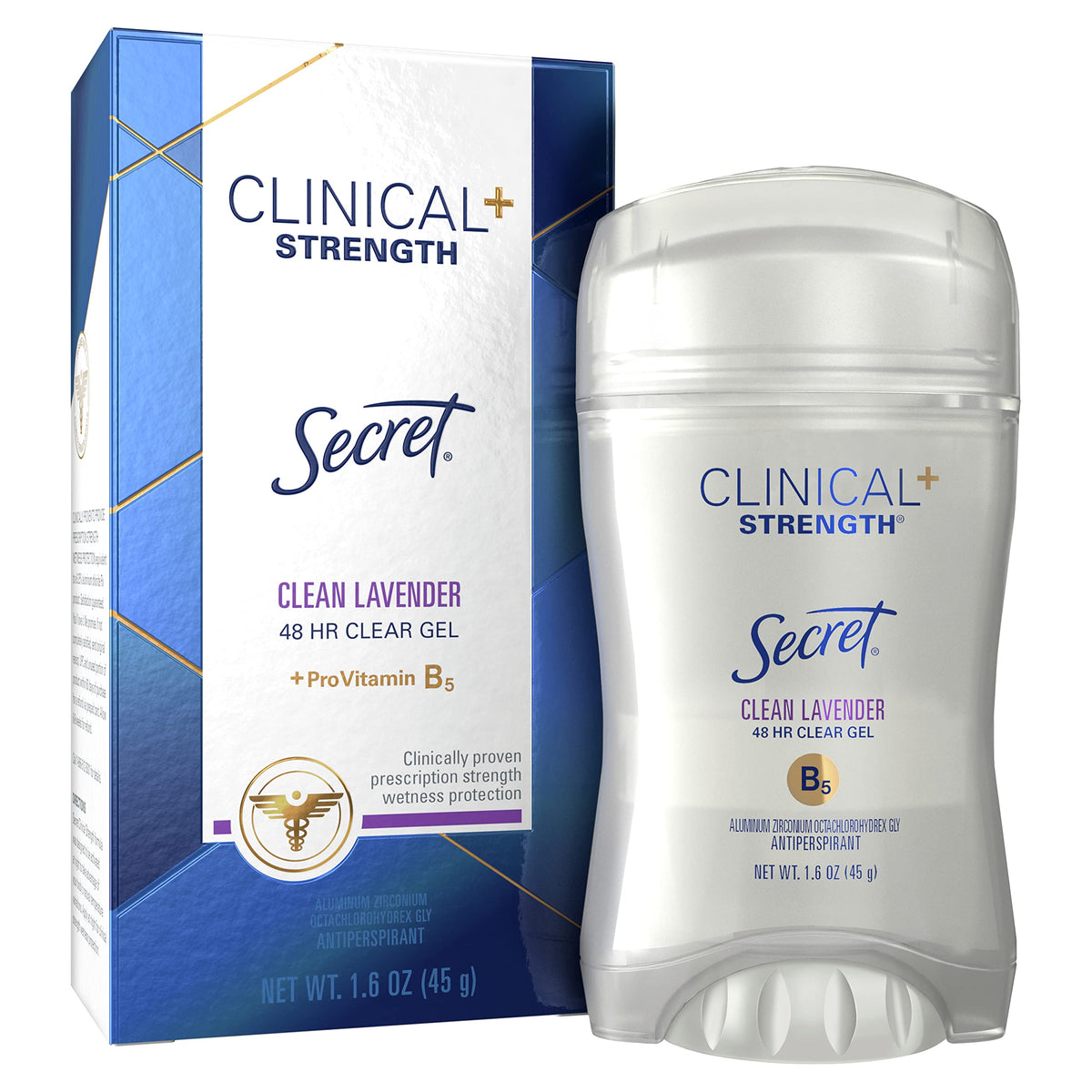Secret Clinical Strength Clear Gel Lavender pack of 12 shown for everyday protection