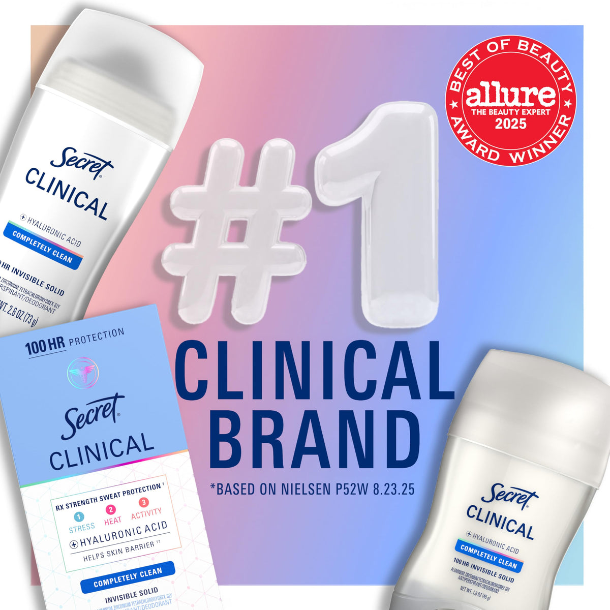Secret packaging highlights 3X protection against stress, heat, activity