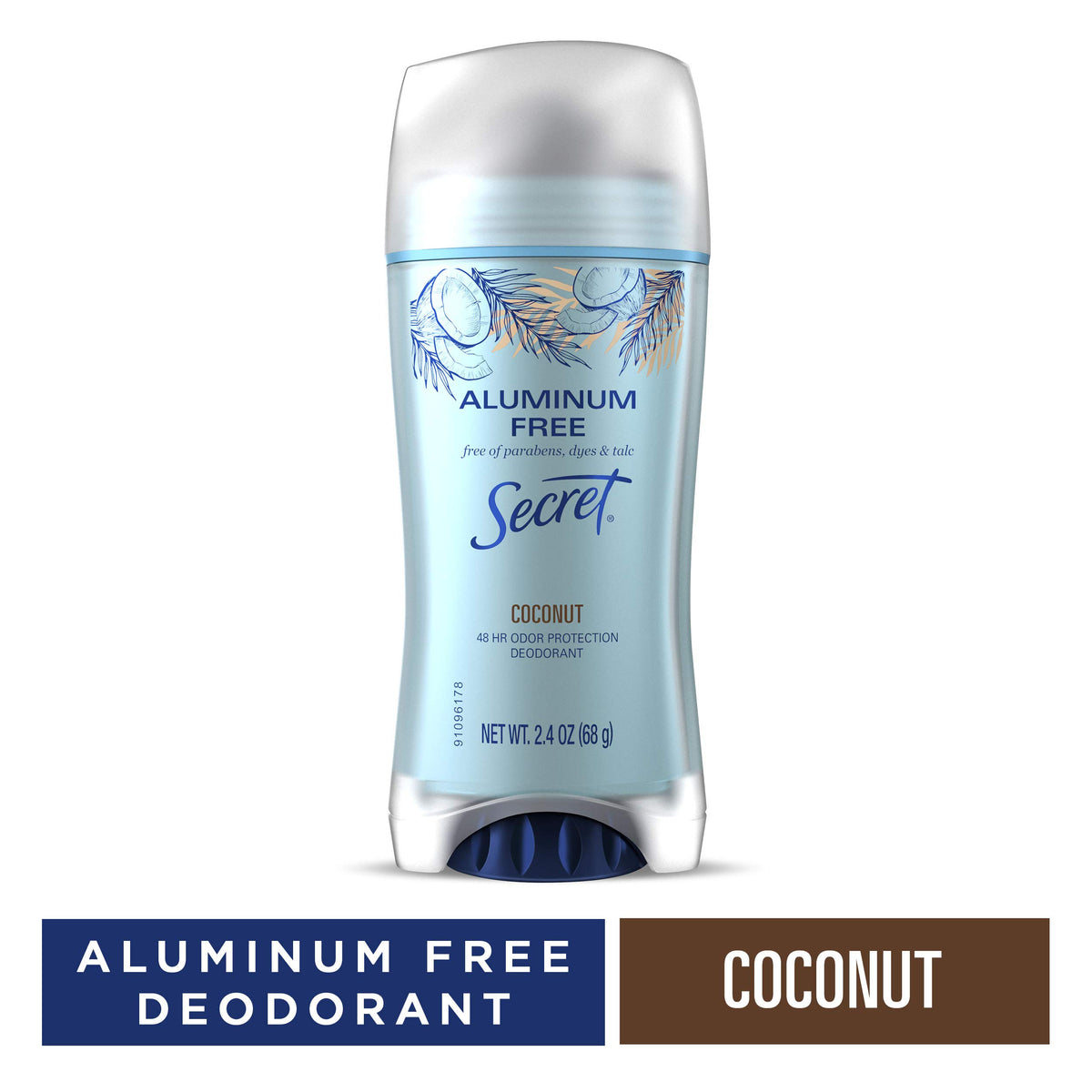 Secret coconut deodorant closeup of cap illustrating smooth texture for daily use