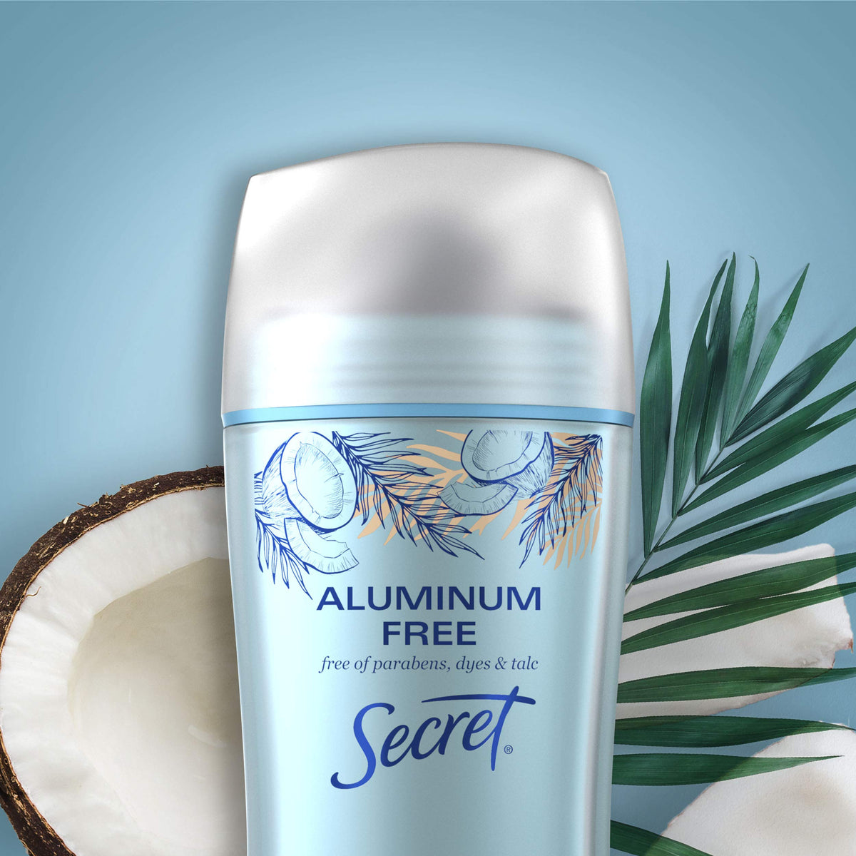 Secret coconut deodorant texture closeup indicates non-greasy feel