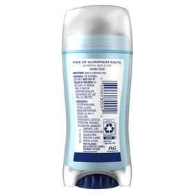 Secret coconut deodorant tube highlights easy application and aluminum-free formula
