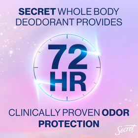 Secret product free from dyes, parabens, and phthalates.