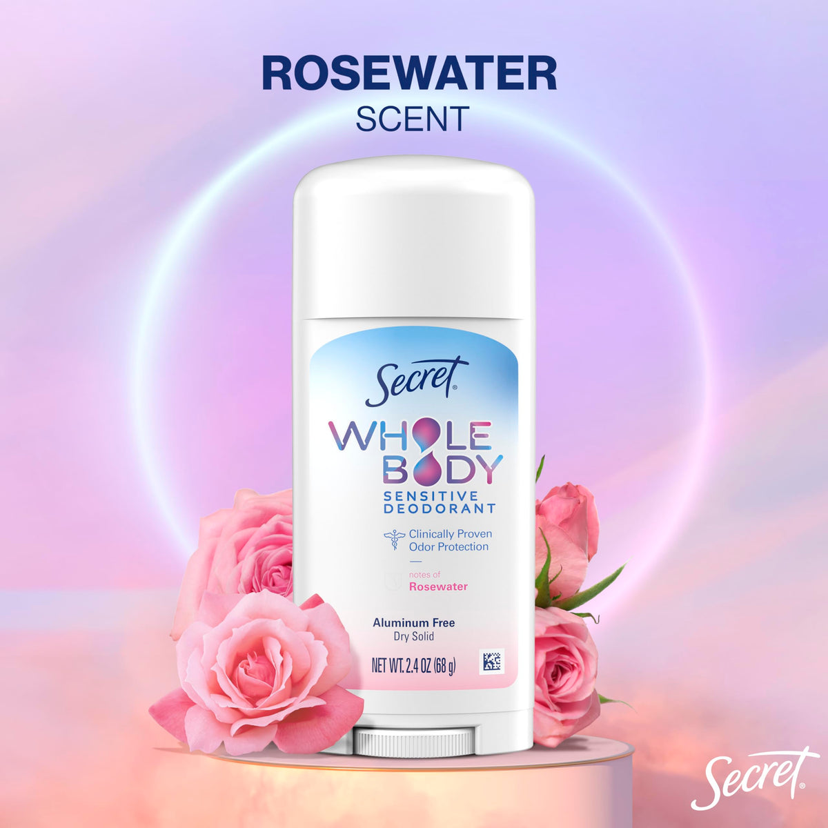 Secret goes on clear with invisible protection on skin.