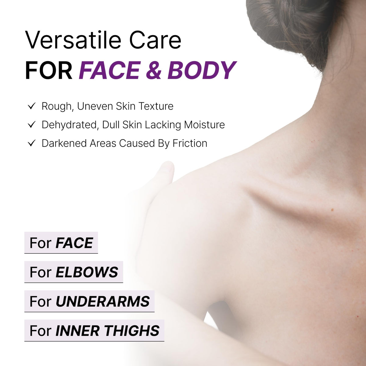 Underarm area treated with Secret Key gel for balanced tone