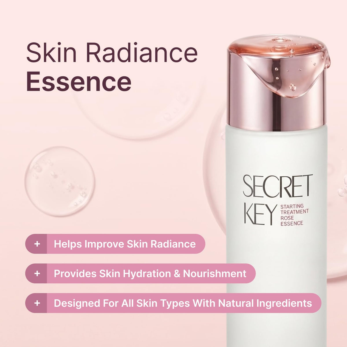 Secret Key toner label detail emphasizes natural ingredients and clean science.