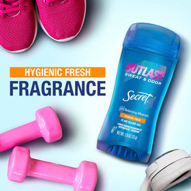 Secret Outlast bottle at an angle highlighting hygienic design.