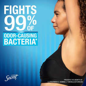 Secret Outlast bottle applying underarm for smooth, dry feel.