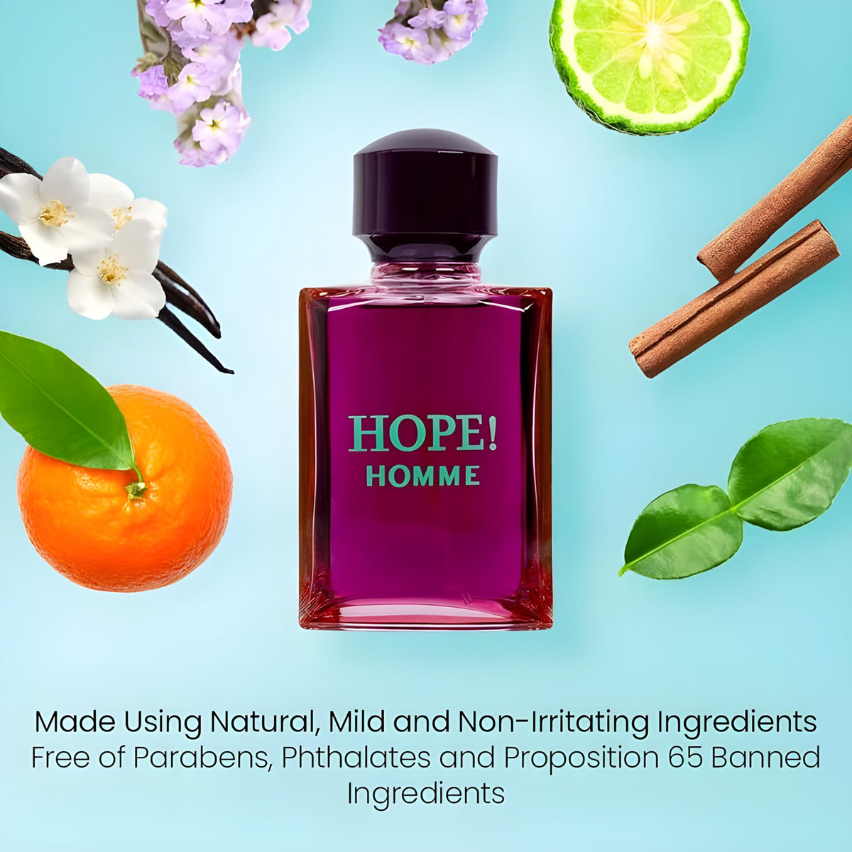 Secret Plus HOPE! HOMME EDP cap detail with refined finish.