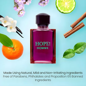 Secret Plus HOPE! HOMME EDP cap detail with refined finish.
