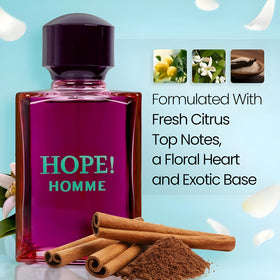 Secret Plus HOPE! HOMME EDP packaging box for gift-ready presentation.