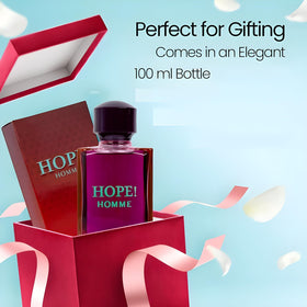 Secret Plus HOPE! HOMME EDP spray mist for even, quick fragrance application.