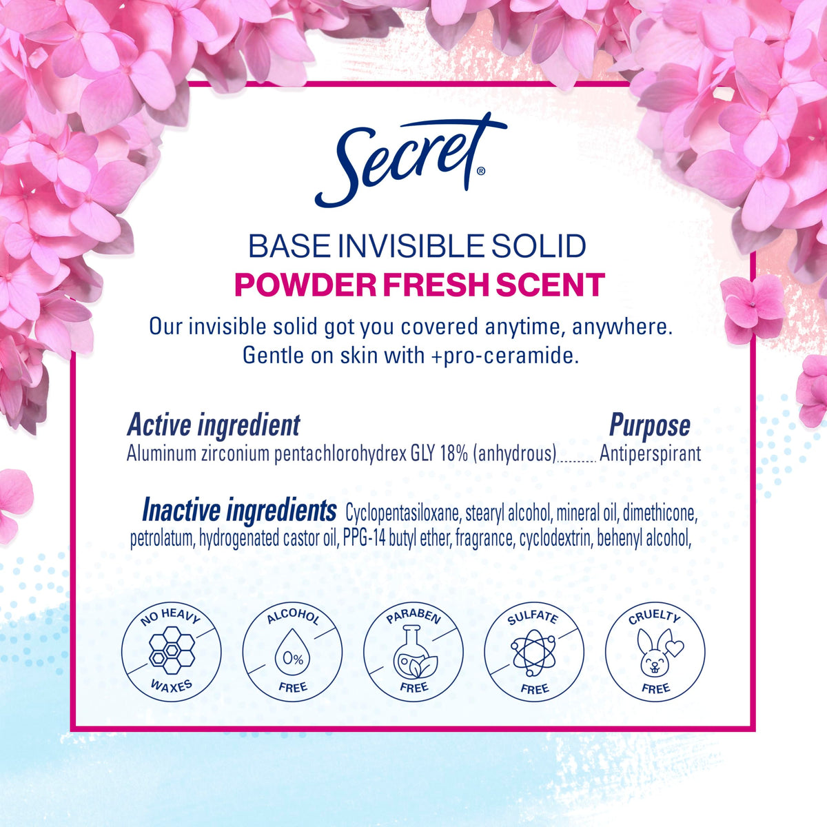 Secret Powder Fresh scent visual hinting at all-day confidence