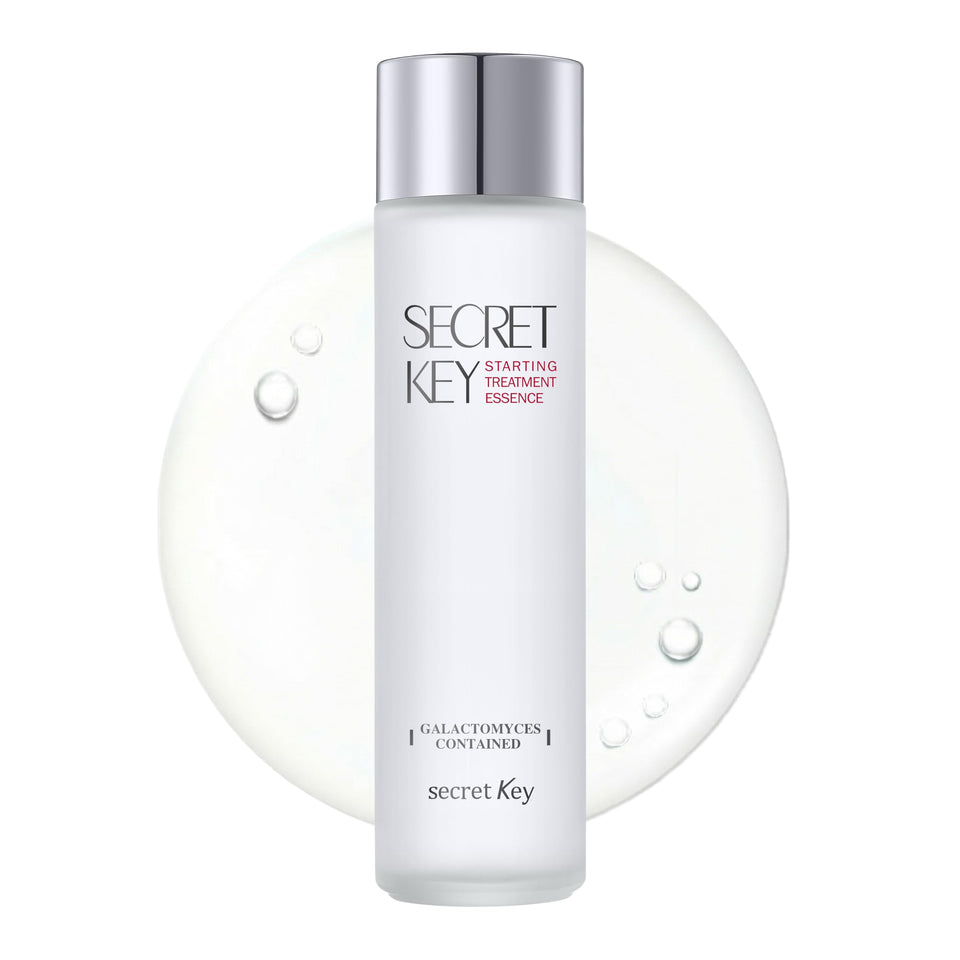 Secret Key Starting Care Essence bottle shows radiant glow after application.