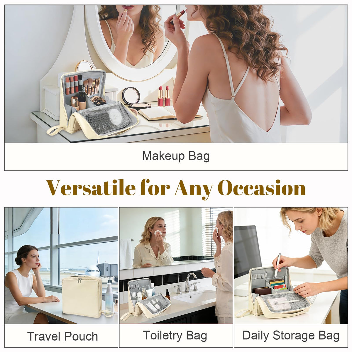 Seektik daily-use toiletry bag versatile for small toiletries beyond makeup.