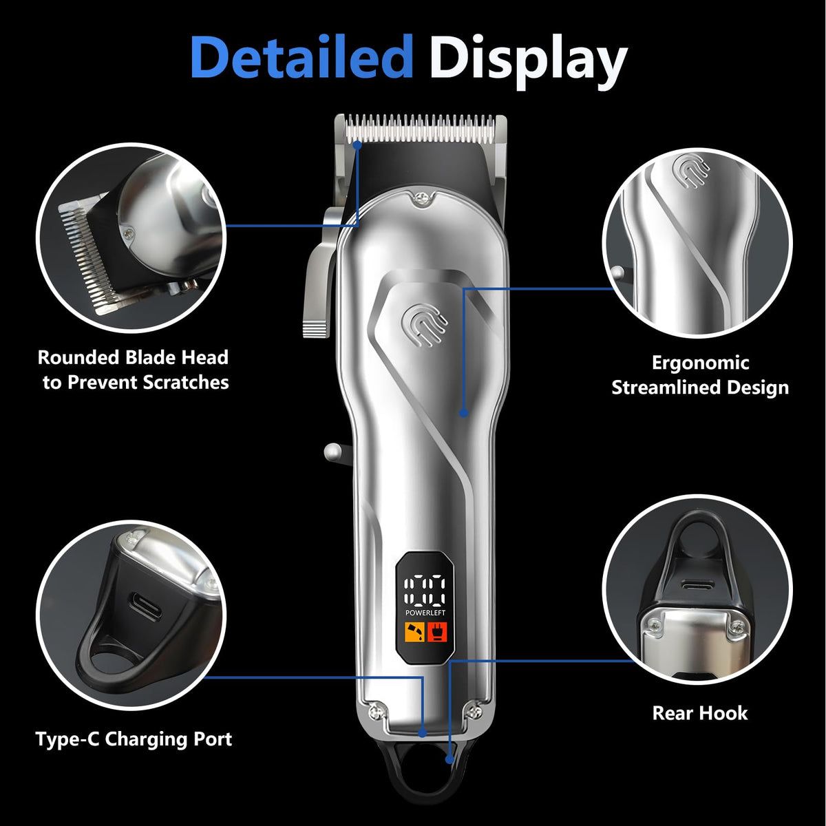 Seektik clipper with skin-friendly R-shaped blade corners reduces skin irritation.