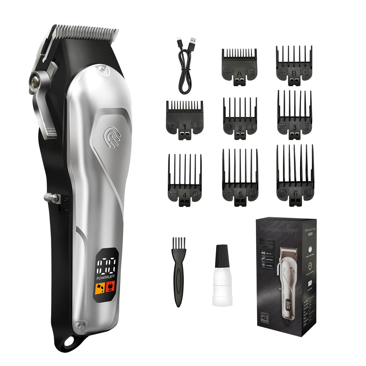 Seektik hair clipper kit with eight guides enables precise home grooming.