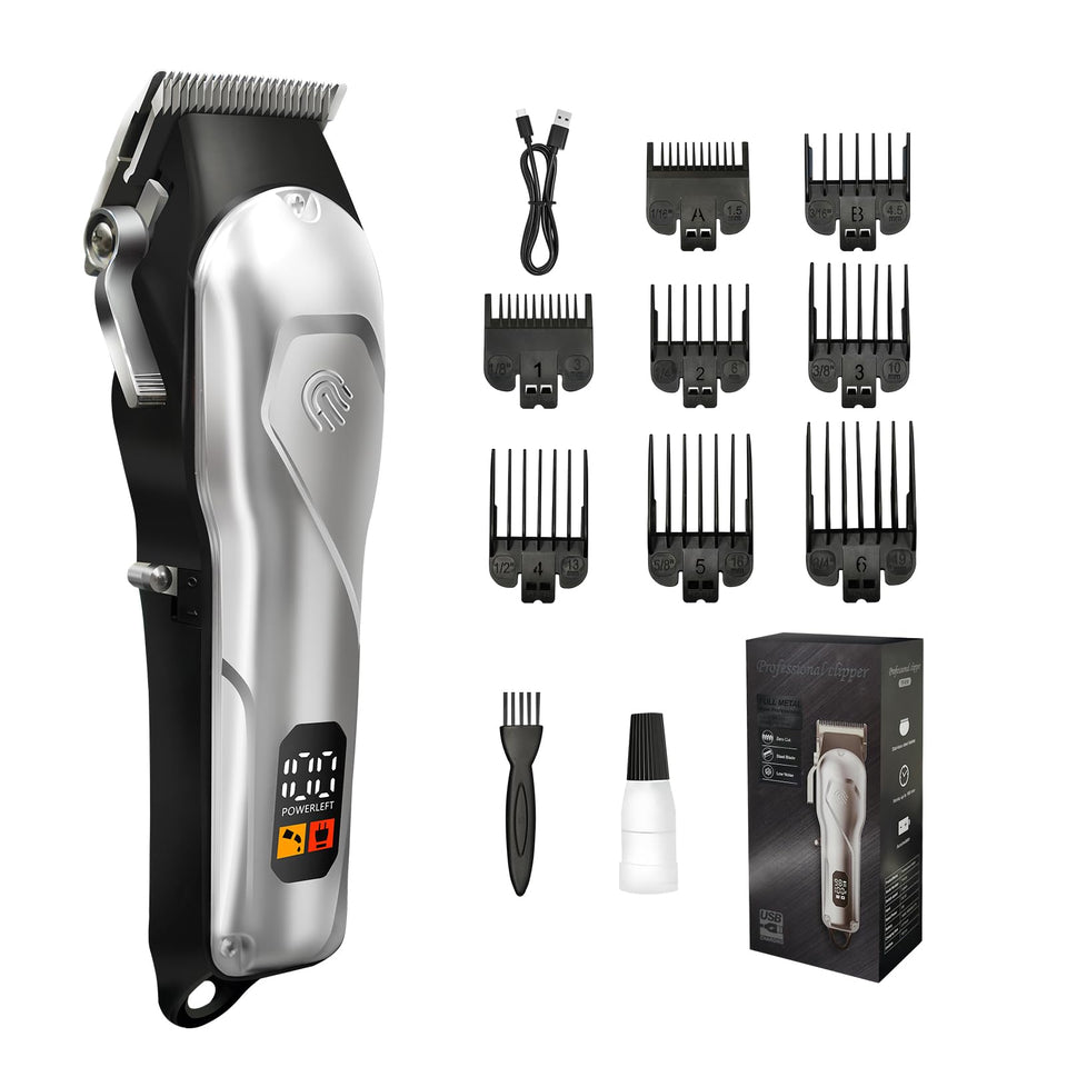 Seektik hair clipper kit with eight guides enables precise home grooming.