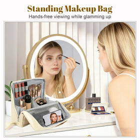 Seektik lightweight travel makeup bag easy to carry in purse or backpack.
