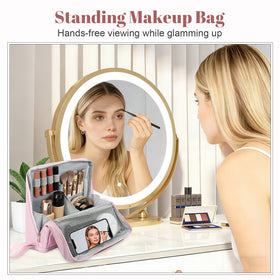 Seektik pink finish adds stylish, easy-to-spot vanity accessory.