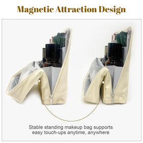 Seektik structured PU leather makeup bag maintains its shape when filled.
