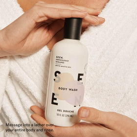 SEEN Body Wash hemisqualane detail emphasizes plant-derived cleansing with gentle hydration.