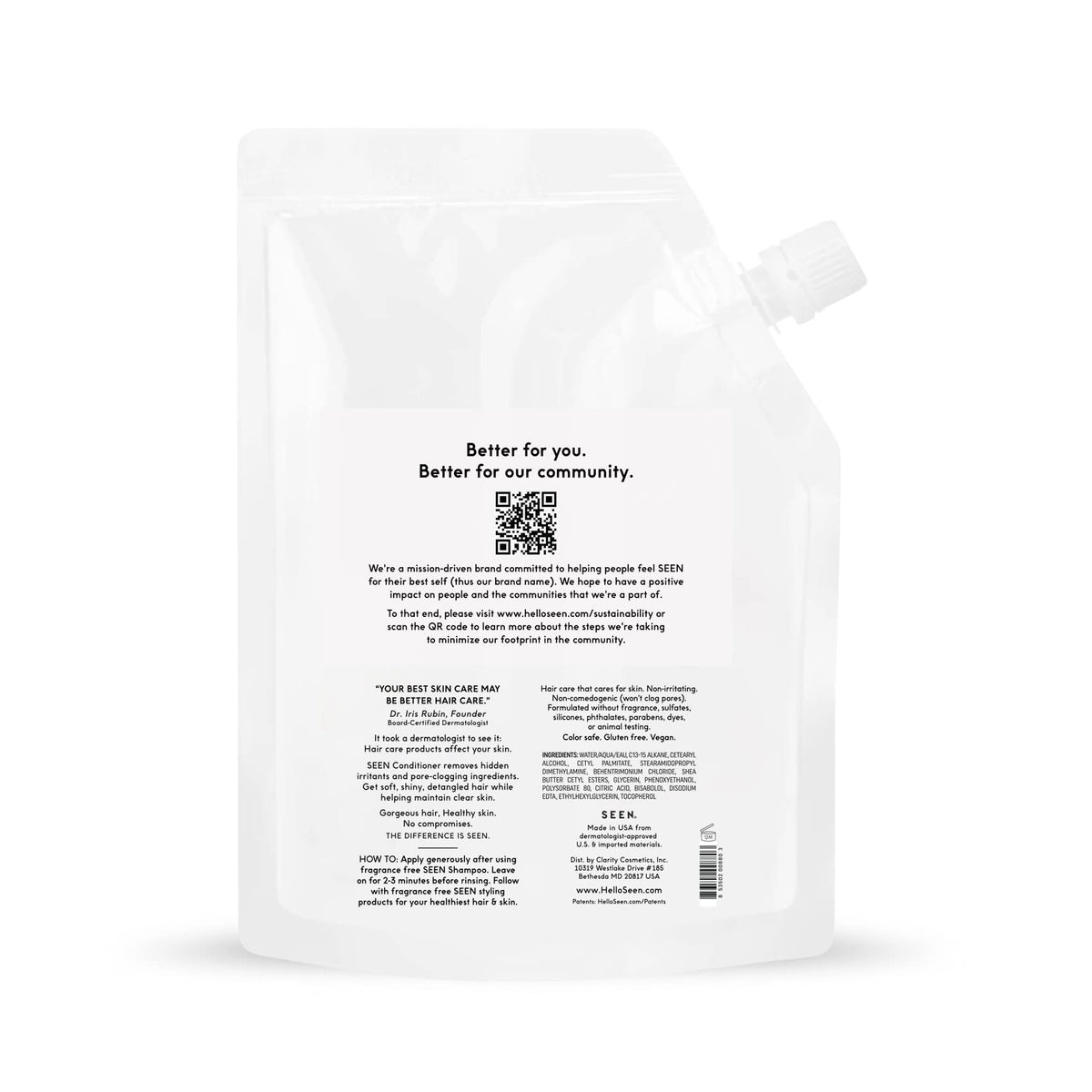SEEN Conditioner Eco-Refill bottle cap, easy grip for detangling during showers