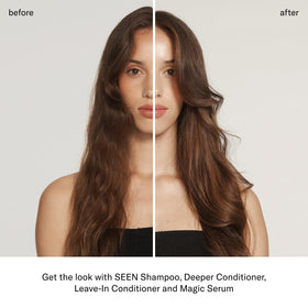 SEEN Deeper Conditioner being applied for detangling.