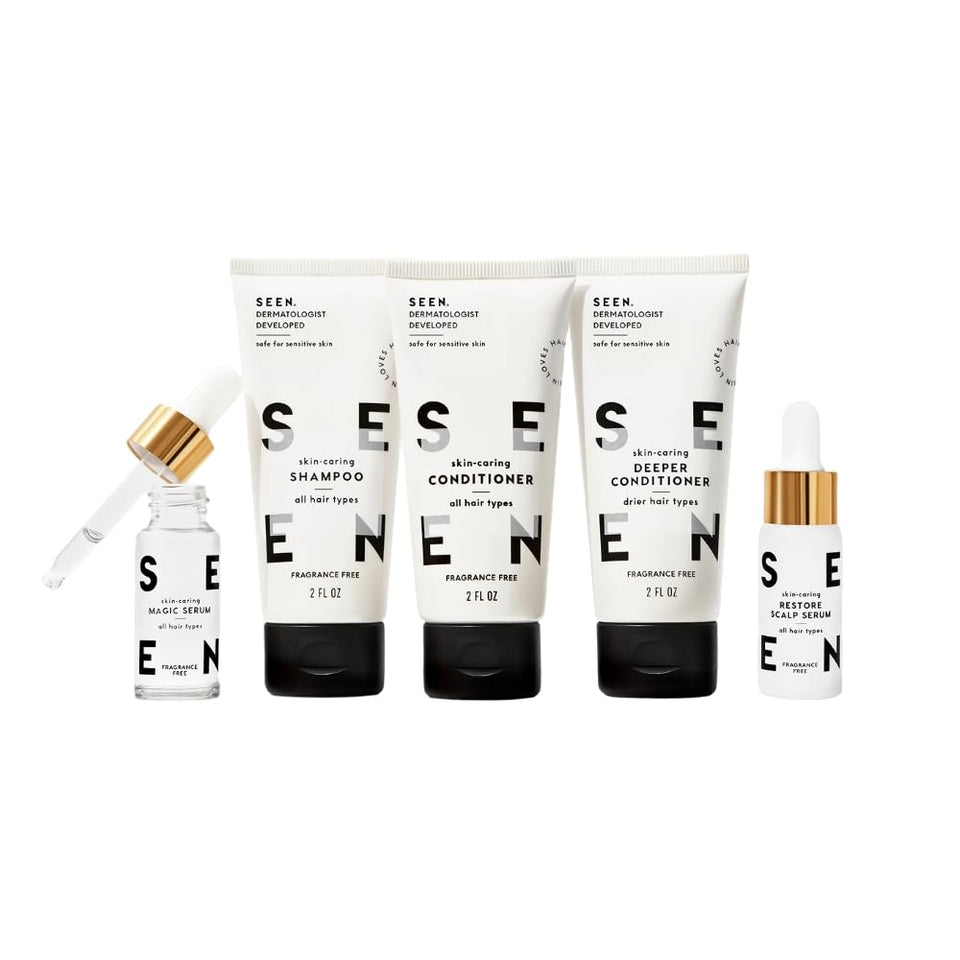 SEEN Discovery Kit fragrance-free shampoo mini bottle for gentle cleansing on sensitive skin