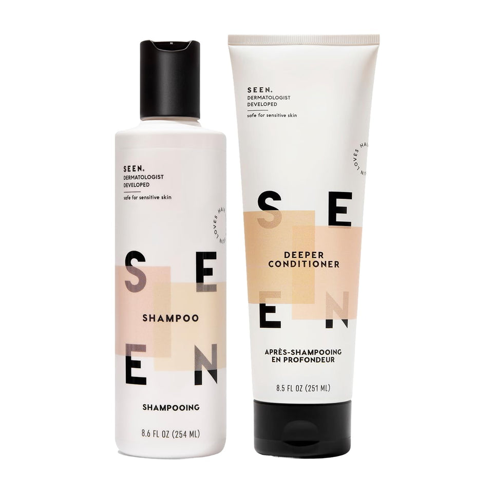 SEEN Shampoo & Deeper Bundle front view bottle for sensitive skin.