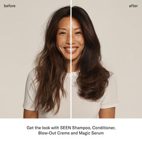SEEN Shampoo dermatologist-developed badge signals skin-friendly formulation.