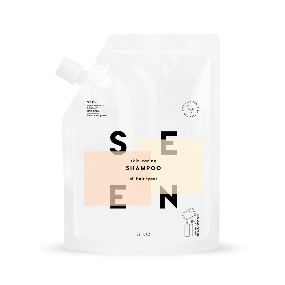 SEEN Shampoo Eco-Refill packaging demonstrates sustainable refill option.