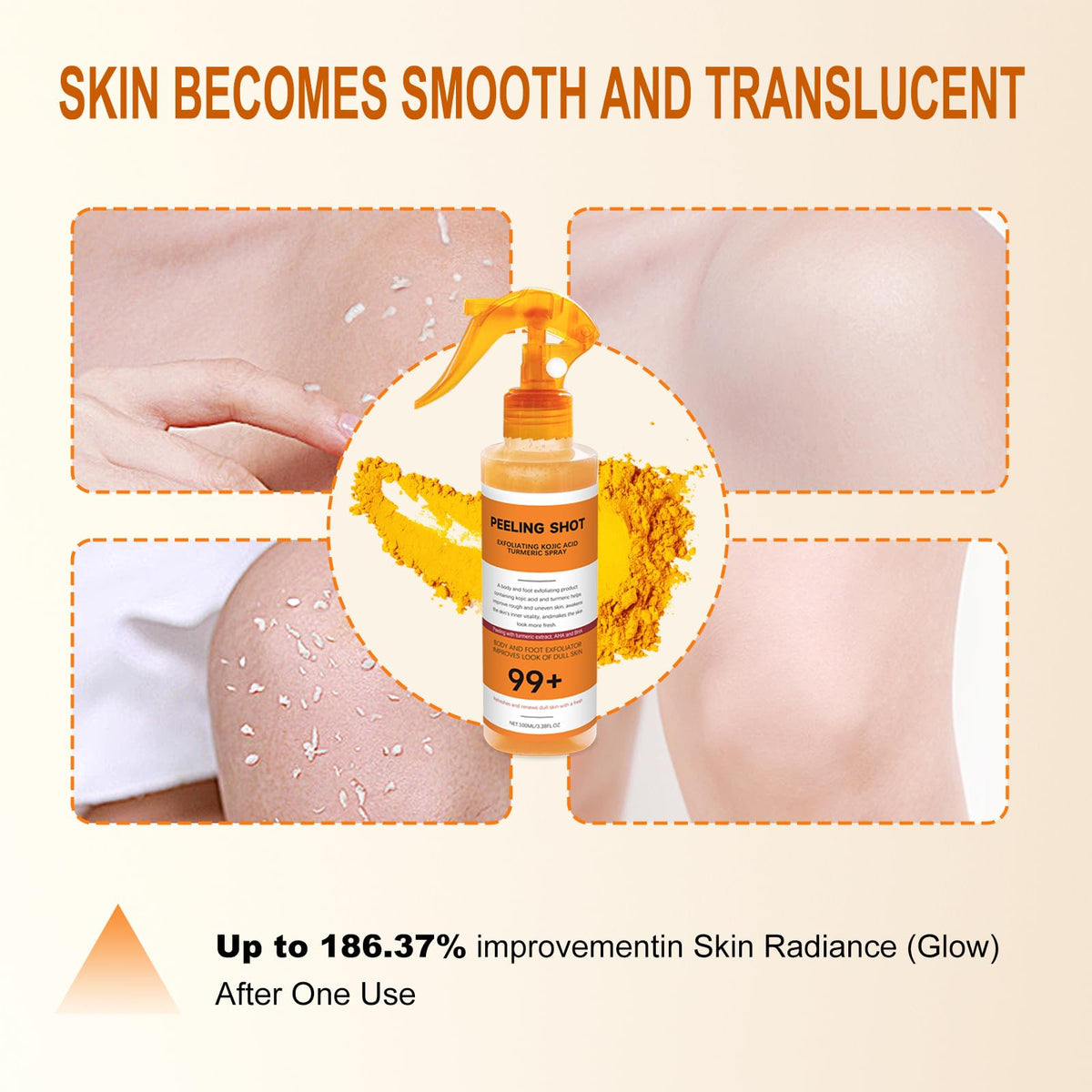 Seeye body-care routine scene featuring spray for daily exfoliation