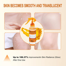 Seeye body-care routine scene featuring spray for daily exfoliation